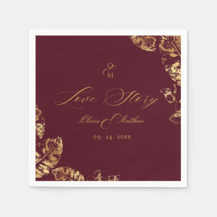 Servilleta De Papel Boho elegante Borgoña y Boda del Otoño de Oro