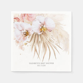 Servilleta De Papel Boho elegante de orquídeas y pampas