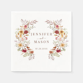 Servilleta De Papel Boho Fall Autumn Dried Flowers Wreath Boda