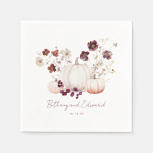 Servilleta De Papel Boho Fall Boda de calabaza floral
