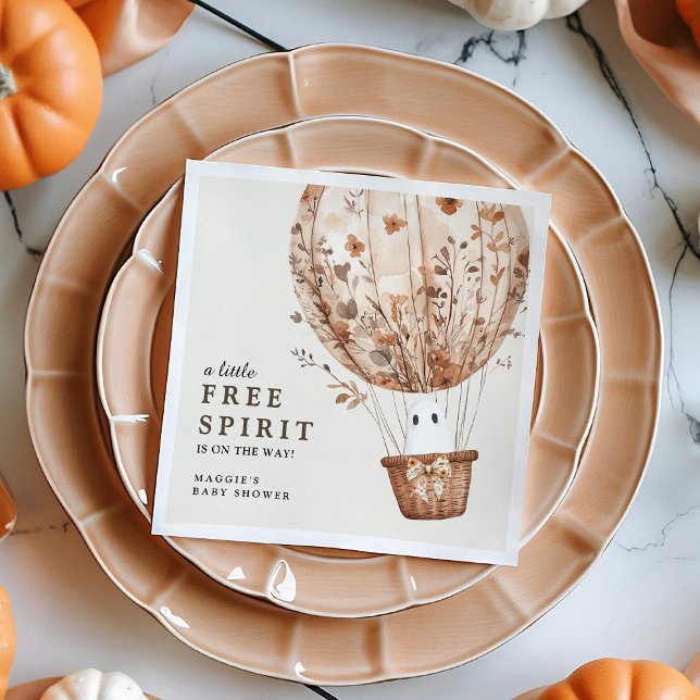 Servilleta De Papel Boho Fall Ghost Wildflower Halloween Baby Shower (Subido por el creador)