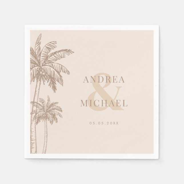Servilleta De Papel Boho Fall Palm Trees Ampersand Beach Wedding (Anverso)