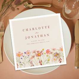 Servilleta De Papel Boho Fall Rustic Wildflower Floral Boda