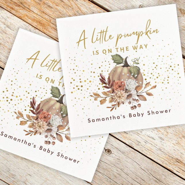 Servilleta De Papel Boho Fall Sweet Little Pumpkin Baby Shower (Boho Fall Sweet Little Pumpkin Baby Shower Napkins)