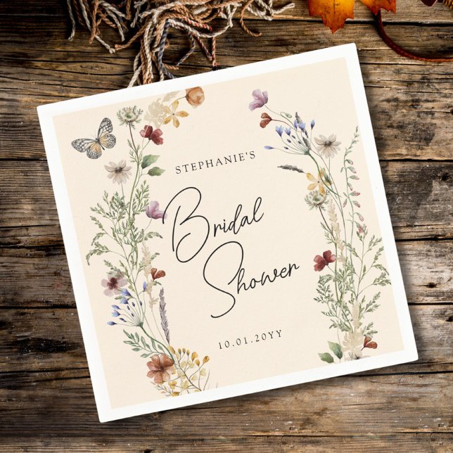 Servilleta De Papel Boho Fall Wildflowers Ducha de novias (Subido por el creador)