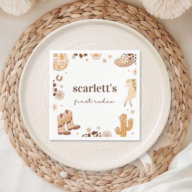 Servilleta De Papel Boho First Rodeo Cowgirl Birday Napkins (Subido por el creador)