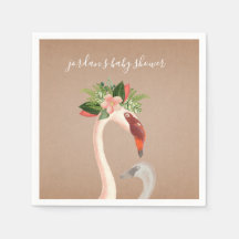 Boho Flamingo Mama + Chick Baby Shower Napkins