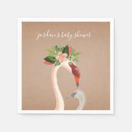 Servilleta De Papel Boho Flamingo Mama + Chick Baby Shower Napkins