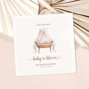 Servilleta De Papel Boho Floral Baby Shower Napkins Neutral Bassinet