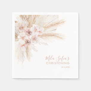 Servilleta De Papel Boho Floral Baptism Napkins Chicas Christening Pin