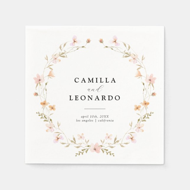Servilleta De Papel Boho Floral Boda (Anverso)