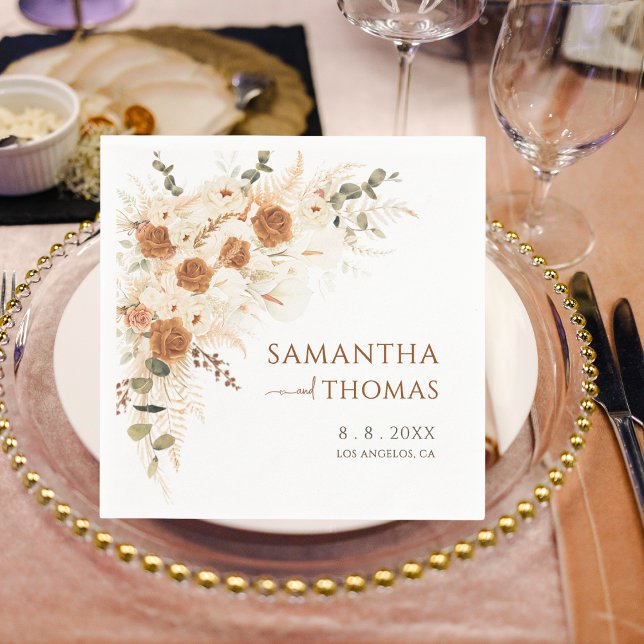 Servilleta De Papel Boho Floral Boda | Terracotta Calla Lily (Subido por el creador)