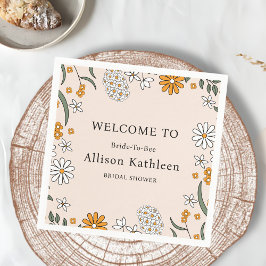 Servilleta De Papel Boho Floral Earth Tones Botánica Bridal Shower