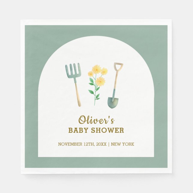 Servilleta De Papel Boho Floral Gardening Baby Shower de cultivo local (Anverso)