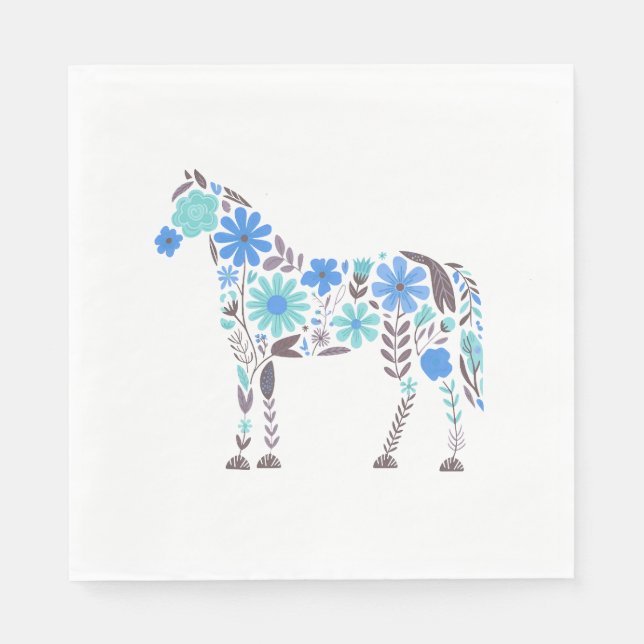 Servilleta De Papel Boho Floral Horse (Anverso)