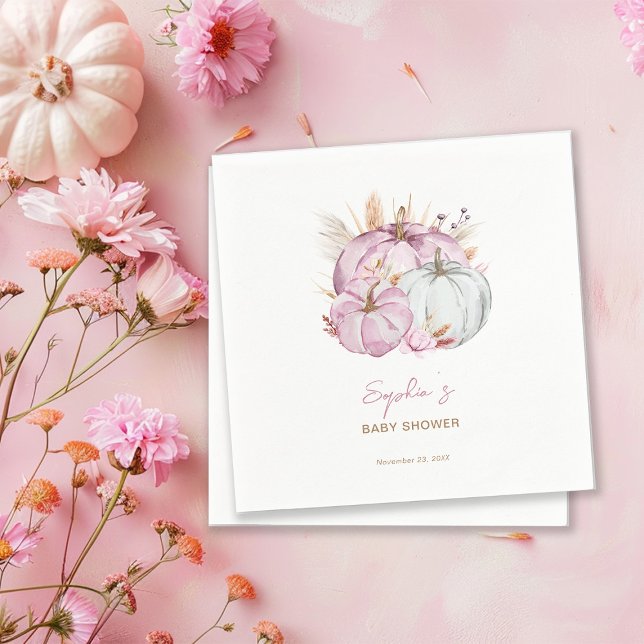 Servilleta De Papel Boho Floral Little Pink Pumpkins Baby Shower (Subido por el creador)