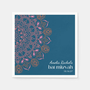 Servilleta De Papel Boho Floral Mandala Azul Teal Bar Mitzvah Personal