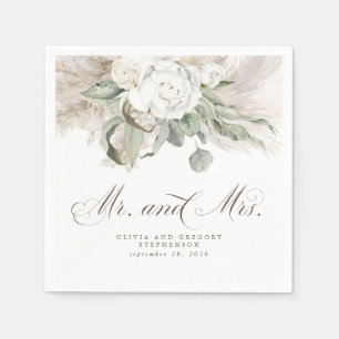 Servilleta De Papel Boho Floral Pampas Grass Boda