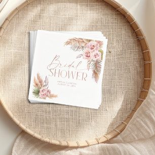 Servilleta De Papel Boho Floral Pampas Rosa Dorado