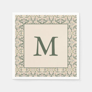 Servilleta De Papel Boho Floral Personalizado Navidad Monograma Vacaci