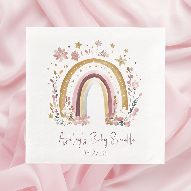 Servilleta De Papel Boho Floral Rainbow Baby Sprinkle Luncheon (Subido por el creador)