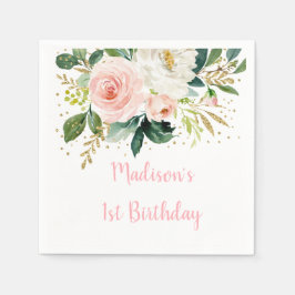 Servilleta De Papel Boho Floral Rubor Gold Birday