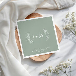 Servilleta De Papel Boho Floral Sage Green Boda