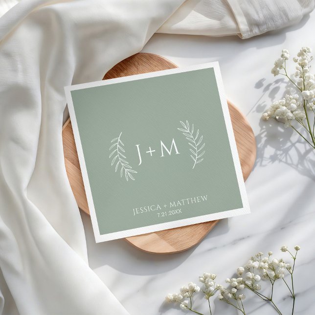 Servilleta De Papel Boho Floral Sage Green Boda (Subido por el creador)