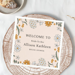 Servilleta De Papel Boho Floral Tonos Terrosos Botánico Desayuno de No