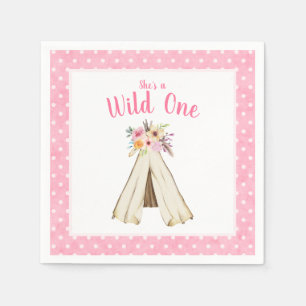 Servilleta De Papel Boho Floral Tribal Teepee Wild Un primer cumpleaño