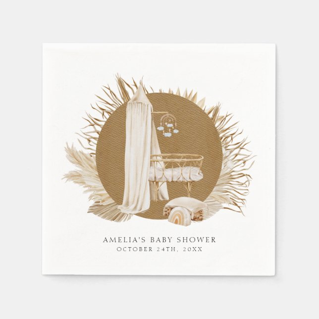 Servilleta De Papel Boho Florals Baby Shower (Anverso)