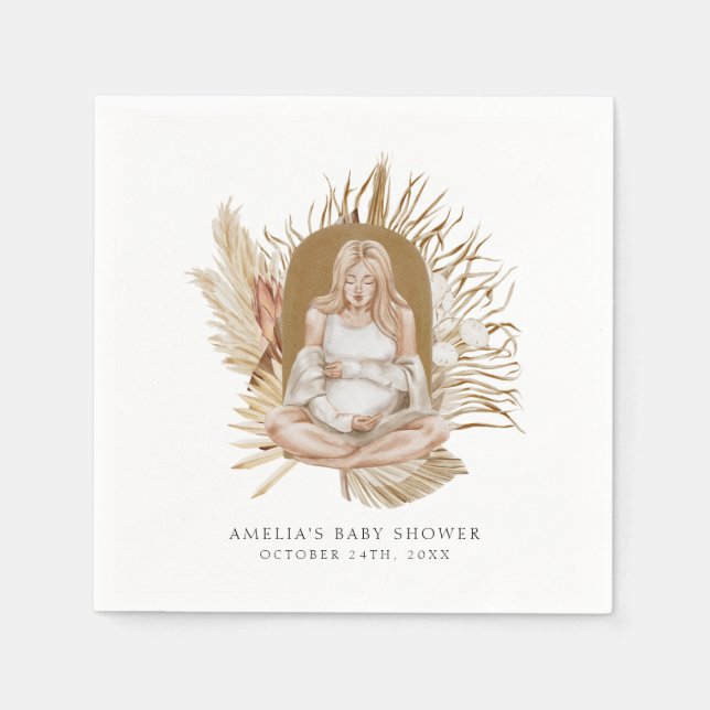 Servilleta De Papel Boho Florals Baby Shower (Anverso)