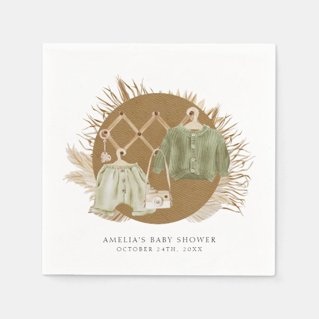 Servilleta De Papel Boho Florals Baby Shower (Anverso)