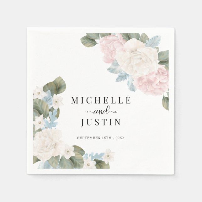 Servilleta De Papel Boho Flowers Winter Photo Boda (Anverso)