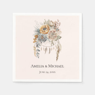 Servilleta De Papel Boho Flowers y Dreamcatcher - Boda