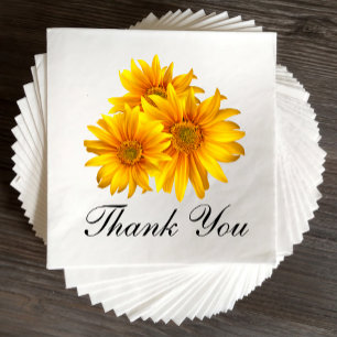 Servilleta De Papel Boho Girasol Elegante Floral Agradecimiento Boda