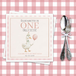 Servilleta De Papel Boho Goose Birthday – Pink Balloon & Tartan