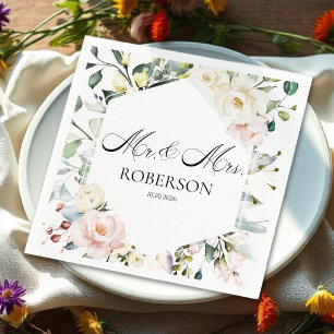 Servilleta De Papel Boho Greenery Boda del marco floral