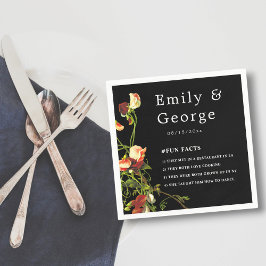 Servilleta De Papel Boho Greenery Rosas de Borgoña Boda Floral Negra