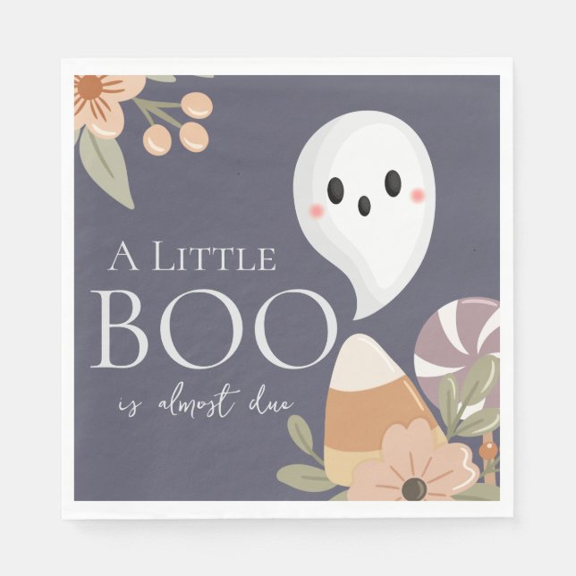 Servilleta De Papel Boho Halloween Baby Shower Little Boo - Fantasma l (Anverso)