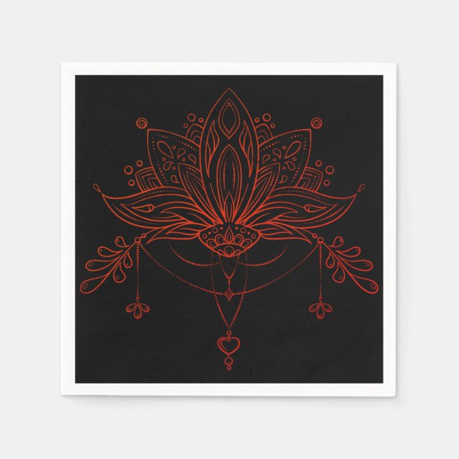 Servilleta De Papel Boho Henna Lotus Flower (Anverso)