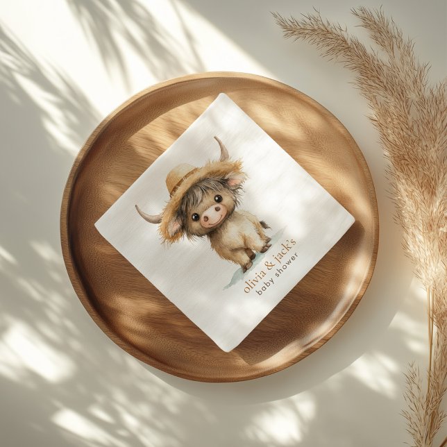 Servilleta De Papel Boho Highland Cow Baby Shower (Subido por el creador)