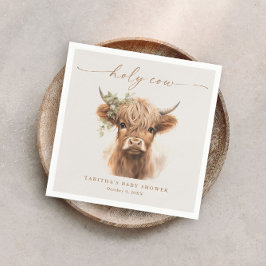 Servilleta De Papel Boho Highland Cow Baby Shower Neutral para Parejas