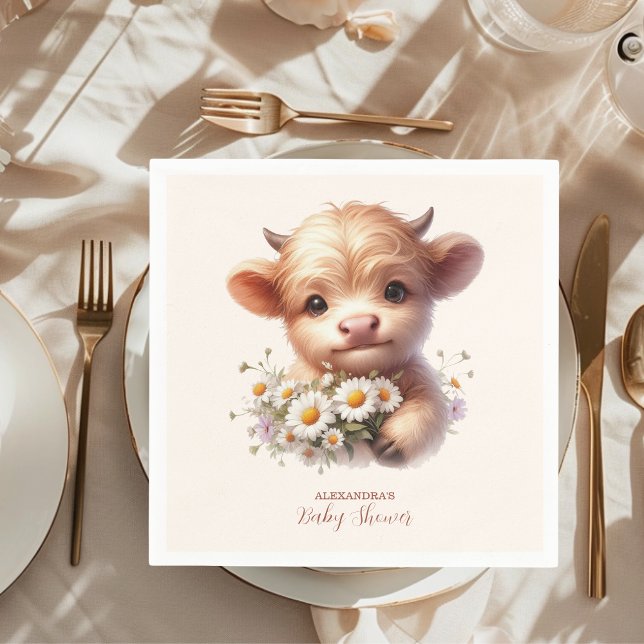 Servilleta De Papel Boho Holy Cow Highland Cow Baby Shower (Subido por el creador)