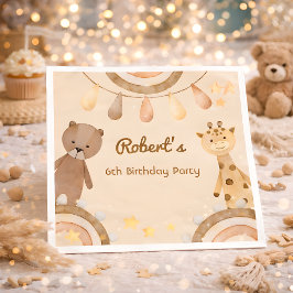 Servilleta De Papel Boho lindo Oso y niños de la jirafa Cumpleaños