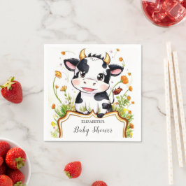 Servilleta De Papel Boho Little Colorous Cow Baby Shower