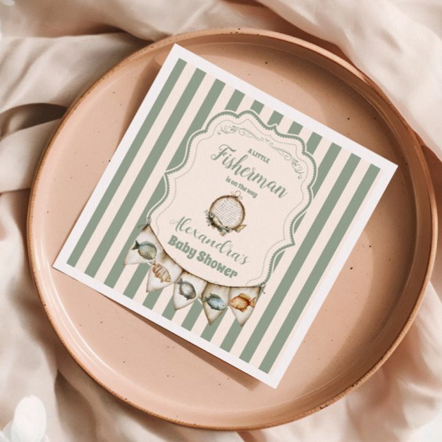 Servilleta De Papel Boho Little Fishman Fishing Baby Shower (Subido por el creador)