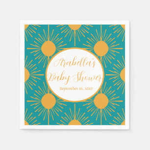 Servilleta De Papel Boho Little Ray de Sun Turquoise Baby Shower