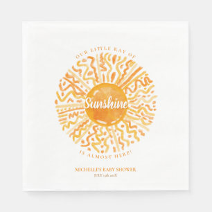 Servilleta De Papel Boho Little Ray of Sunshine Naranja Watercolor Sun