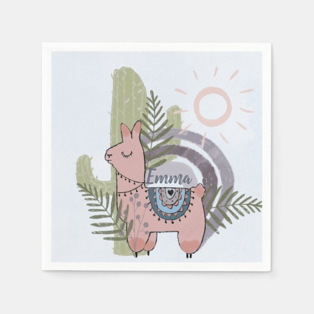 Servilleta De Papel Boho Llama (Anverso)